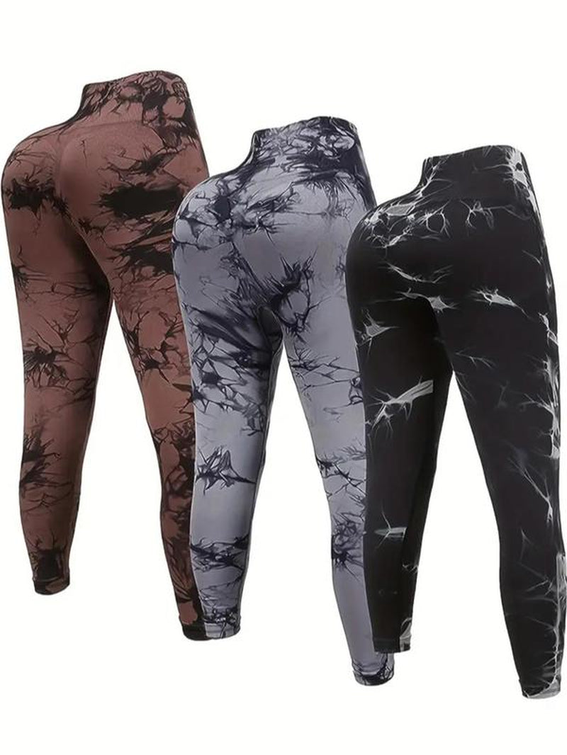 Women'S Tie Dye Print High Waist Sports Leggings, Seamless Breathable Yoga Skinny Pants, Summer Workout Clothes Women, Ladies Sportswear Bottoms