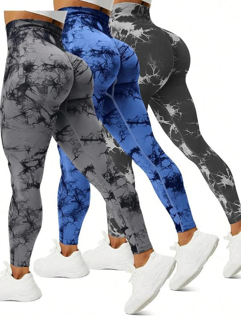 Women'S Tie Dye Print High Waist Sports Leggings, Seamless Breathable Yoga Skinny Pants, Summer Workout Clothes Women, Ladies Sportswear Bottoms
