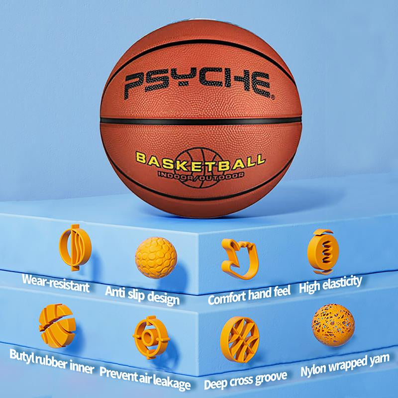 PSYCHE Basketball 29.5"28.5" 27.5" 22.5" with Free Needle and Pump, Original Classic Rubber Indoor Outdoor Sports Ball