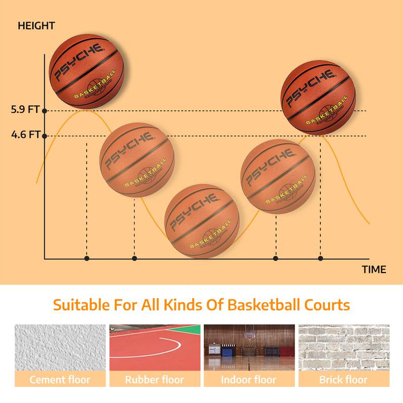 PSYCHE Basketball 29.5"28.5" 27.5" 22.5" with Free Needle and Pump, Original Classic Rubber Indoor Outdoor Sports Ball