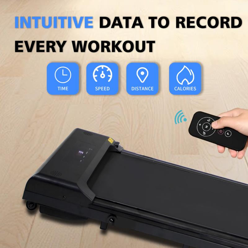 Under-Desk Walking Pad Treadmill with Remote Control - Portable Jogging Machine for Home Office, 240 lb Capacity, Black