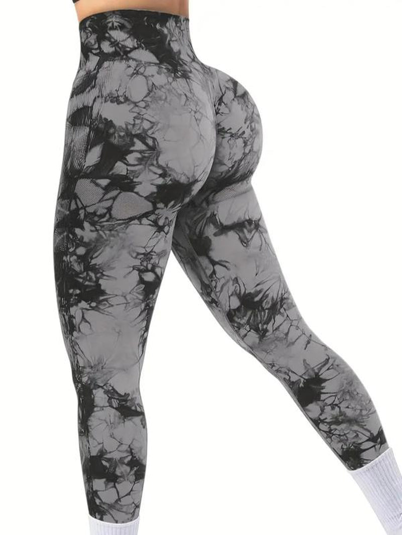 Women'S Tie Dye Print High Waist Sports Leggings, Seamless Breathable Yoga Skinny Pants, Summer Workout Clothes Women, Ladies Sportswear Bottoms