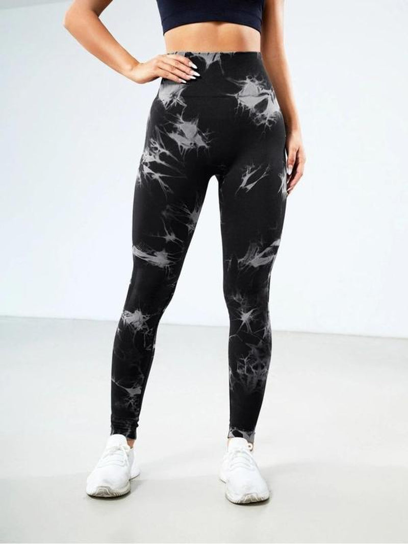 Women'S Tie Dye Print High Waist Sports Leggings, Seamless Breathable Yoga Skinny Pants, Summer Workout Clothes Women, Ladies Sportswear Bottoms