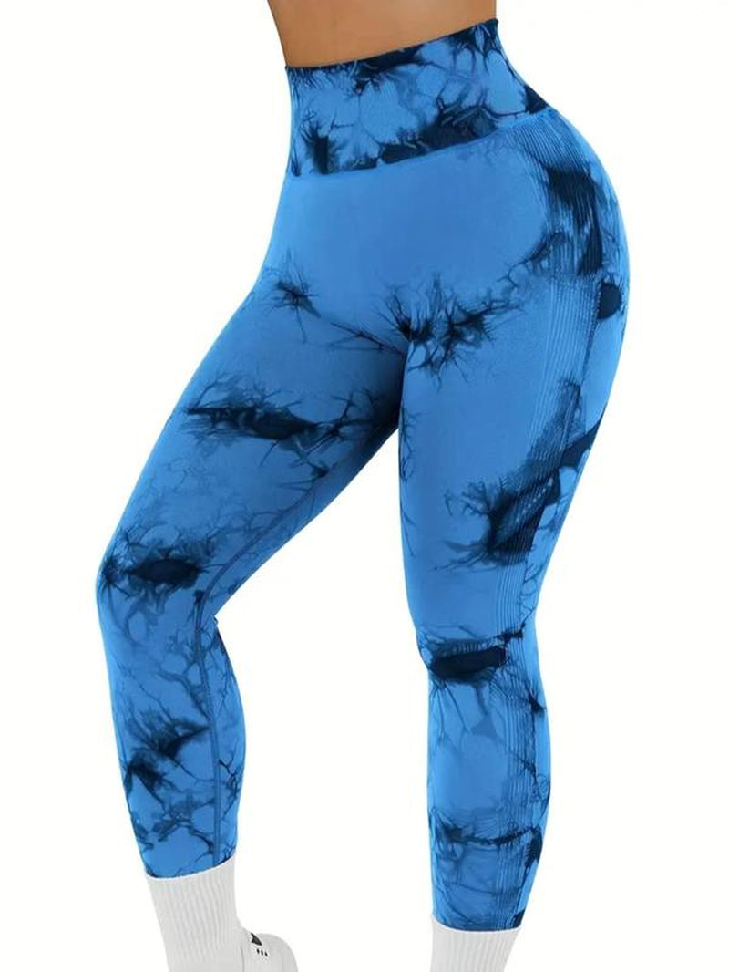 Women'S Tie Dye Print High Waist Sports Leggings, Seamless Breathable Yoga Skinny Pants, Summer Workout Clothes Women, Ladies Sportswear Bottoms