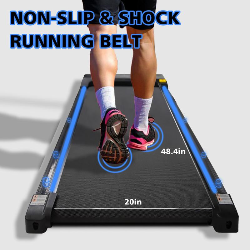 Under-Desk Walking Pad Treadmill with Remote Control - Portable Jogging Machine for Home Office, 240 lb Capacity, Black
