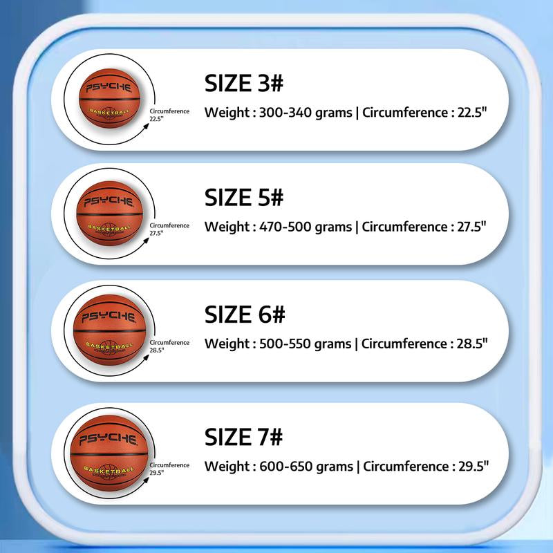 PSYCHE Basketball 29.5"28.5" 27.5" 22.5" with Free Needle and Pump, Original Classic Rubber Indoor Outdoor Sports Ball