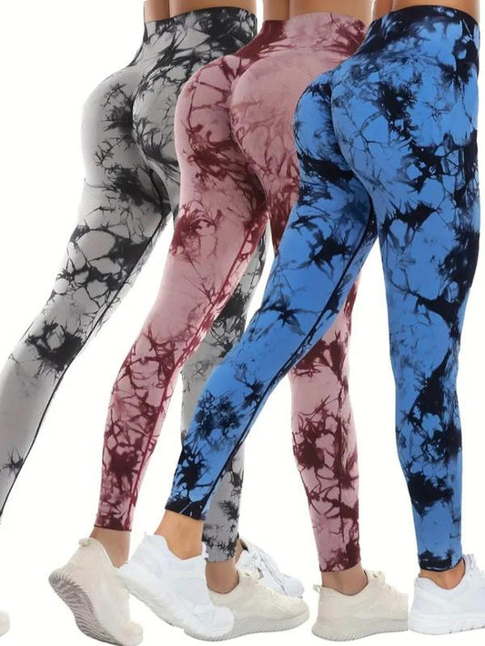 Women'S Tie Dye Print High Waist Sports Leggings, Seamless Breathable Yoga Skinny Pants, Summer Workout Clothes Women, Ladies Sportswear Bottoms