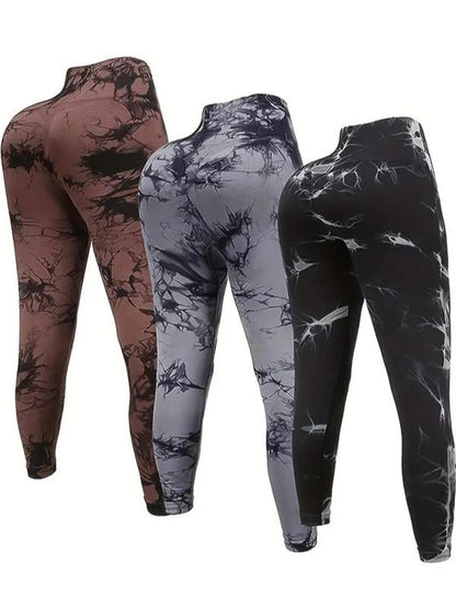 Women'S Tie Dye Print High Waist Sports Leggings, Seamless Breathable Yoga Skinny Pants, Summer Workout Clothes Women, Ladies Sportswear Bottoms