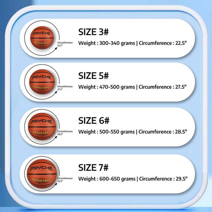PSYCHE Basketball 29.5"28.5" 27.5" 22.5" with Free Needle and Pump, Original Classic Rubber Indoor Outdoor Sports Ball
